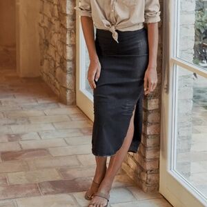 Frank & Eileen Donegal Unforgettable Black Denim Stretch Midi Skirt Size US8